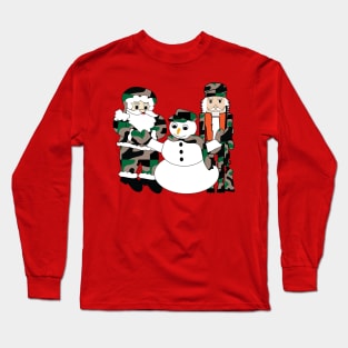 Camo Christmas, Santa Claus, snowman, nutcracker Long Sleeve T-Shirt